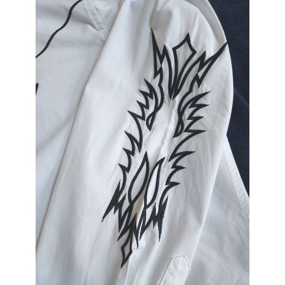 Mens Coofandy White W/Black Embroidery LS Western Cowboy Rodeo Shirt Size XXL - Picture 3 of 10